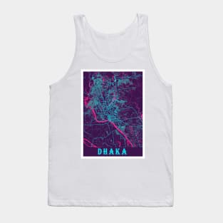 Dhaka Neon City Map, Dhaka Minimalist City Map Art Print Tank Top